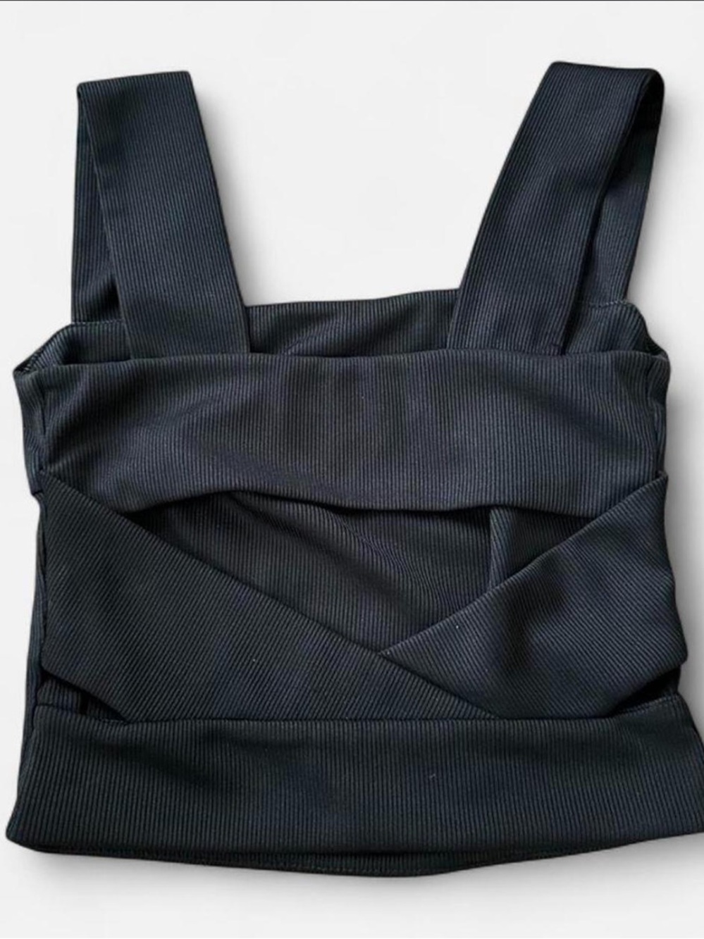 Black Ribbed Crop Tank